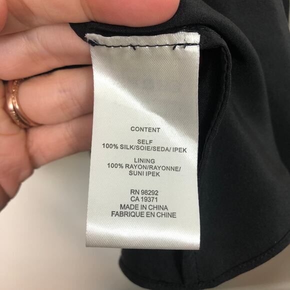 Tibi Blouse Black Silk Peplum V Neck Button Cuffs High Low Top Long Sleeve 2 - Picture 8 of 10